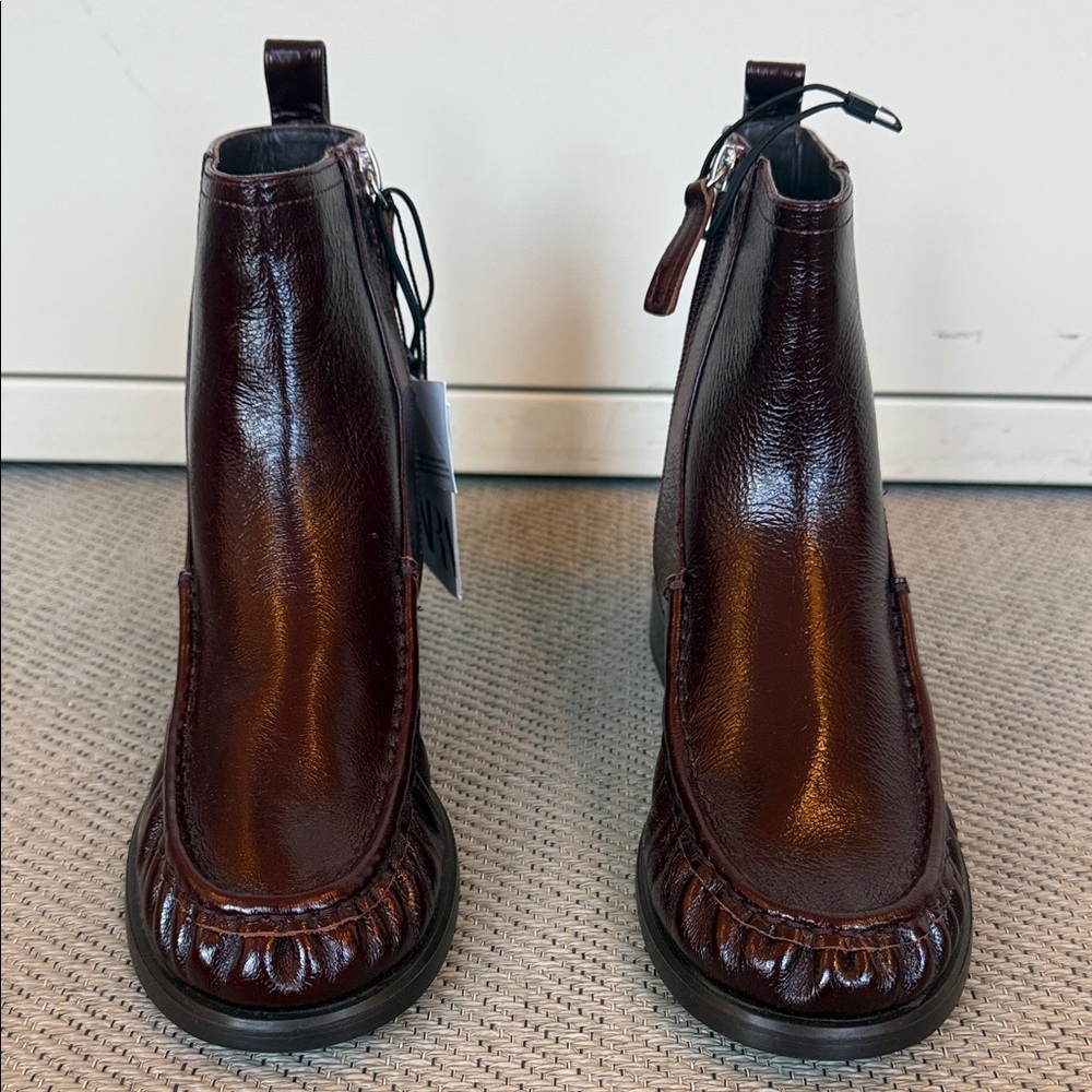 ZARA Burgundy Ankle Boots NEW Size 36 - Picture 3 of 8